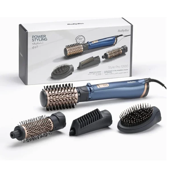 BaByliss Air Styler Pro 1000| 38mm Thermal Brush With 2.2m Swivel Cord | Rotating 50mm Soft Bristle Brush With 2 Heats Plus A Cool Setting lightweight Design & Salon-quality Results